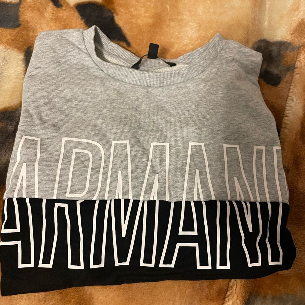 Armani Exchange Gray and Black Sweatshirts Bold Logo